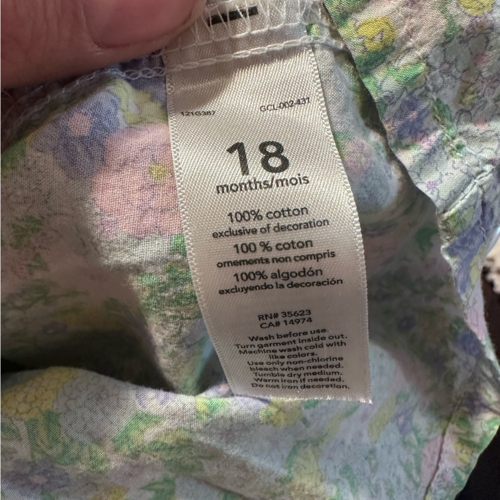 Carters pastel floral lightweight minimalist top with pink bow size 18M - Picture 7 of 11